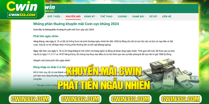 Khuyến mãi Cwin phát tiền ngẫu nhiên